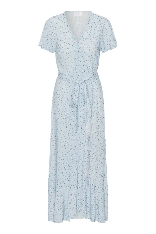 Milly Wrap Dress Long Light Blue Flower sold by Americandreams