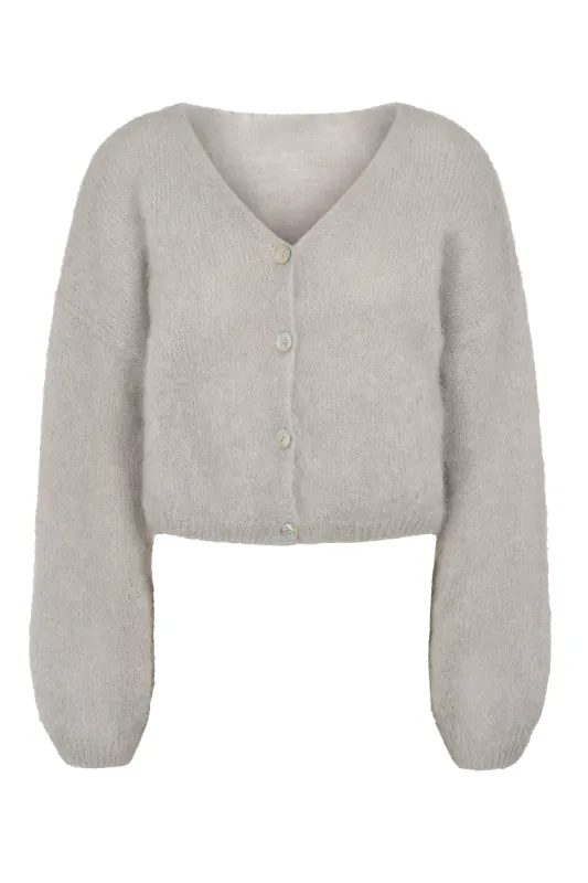 Cornelia Cropped Cardigan Light Grey sold by Americandreams