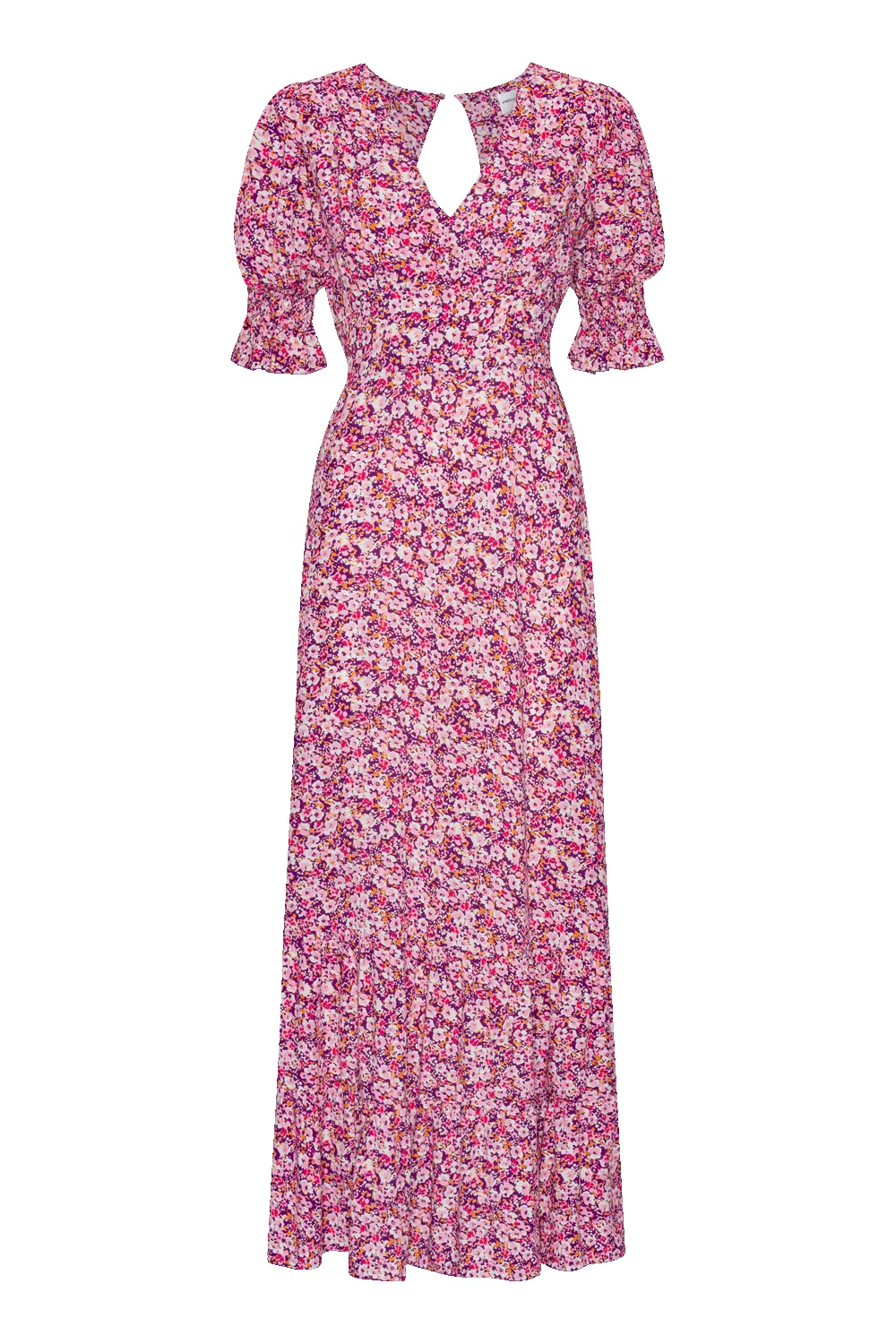 Koko Long Dress Open Back Lilac Bordeaux Big Flower sold by Americandreams