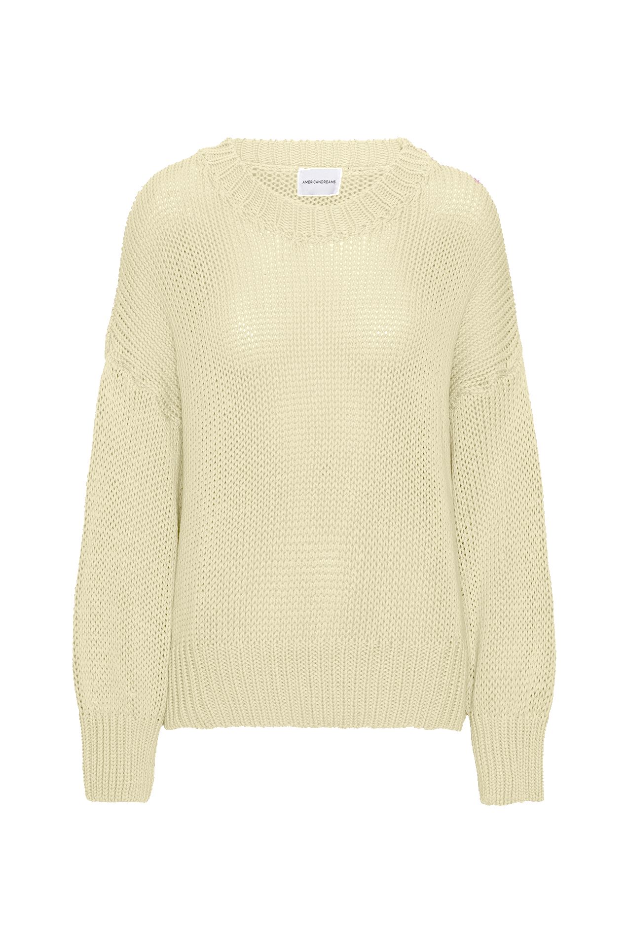 Pepper Round Neck Cotton Pullover Light Yellow sold by Americandreams