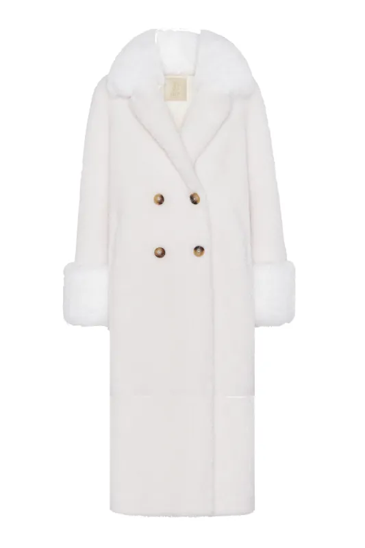 Fiona Long Wool Coat White sold by Americandreams