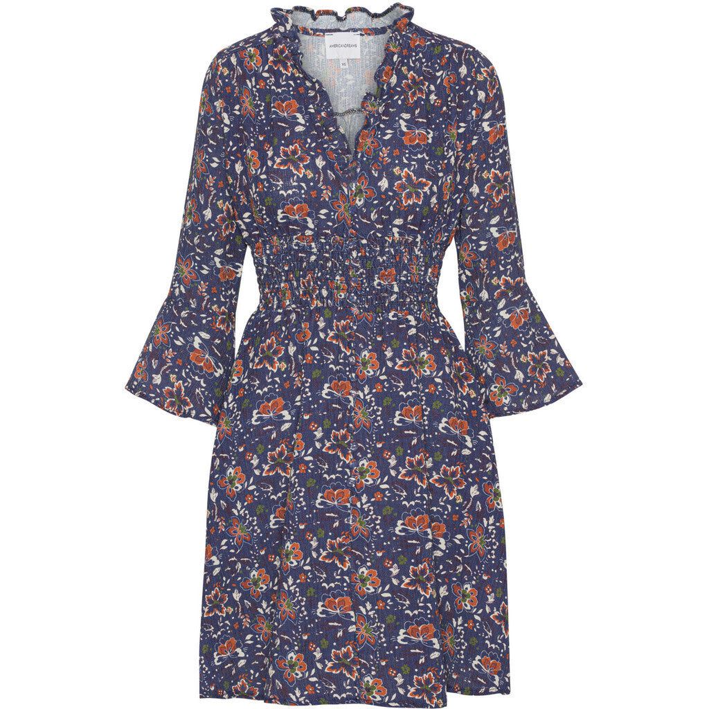 Sally Cotton Short Dress - Blue Multi Small Flower sold by American Dream