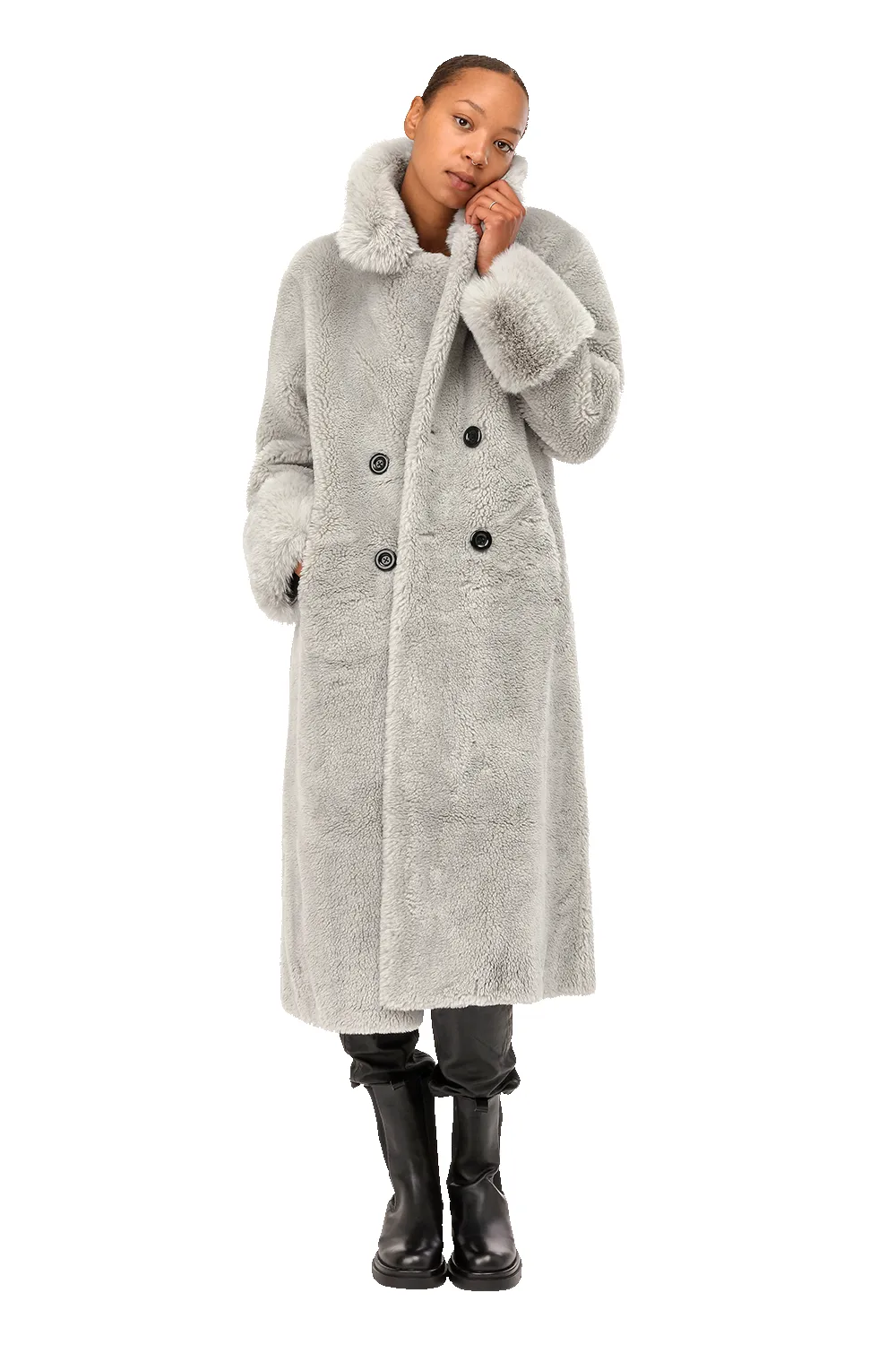 Fiona Long Wool Coat Light Grey sold by Americandreams product image thumbnail 3