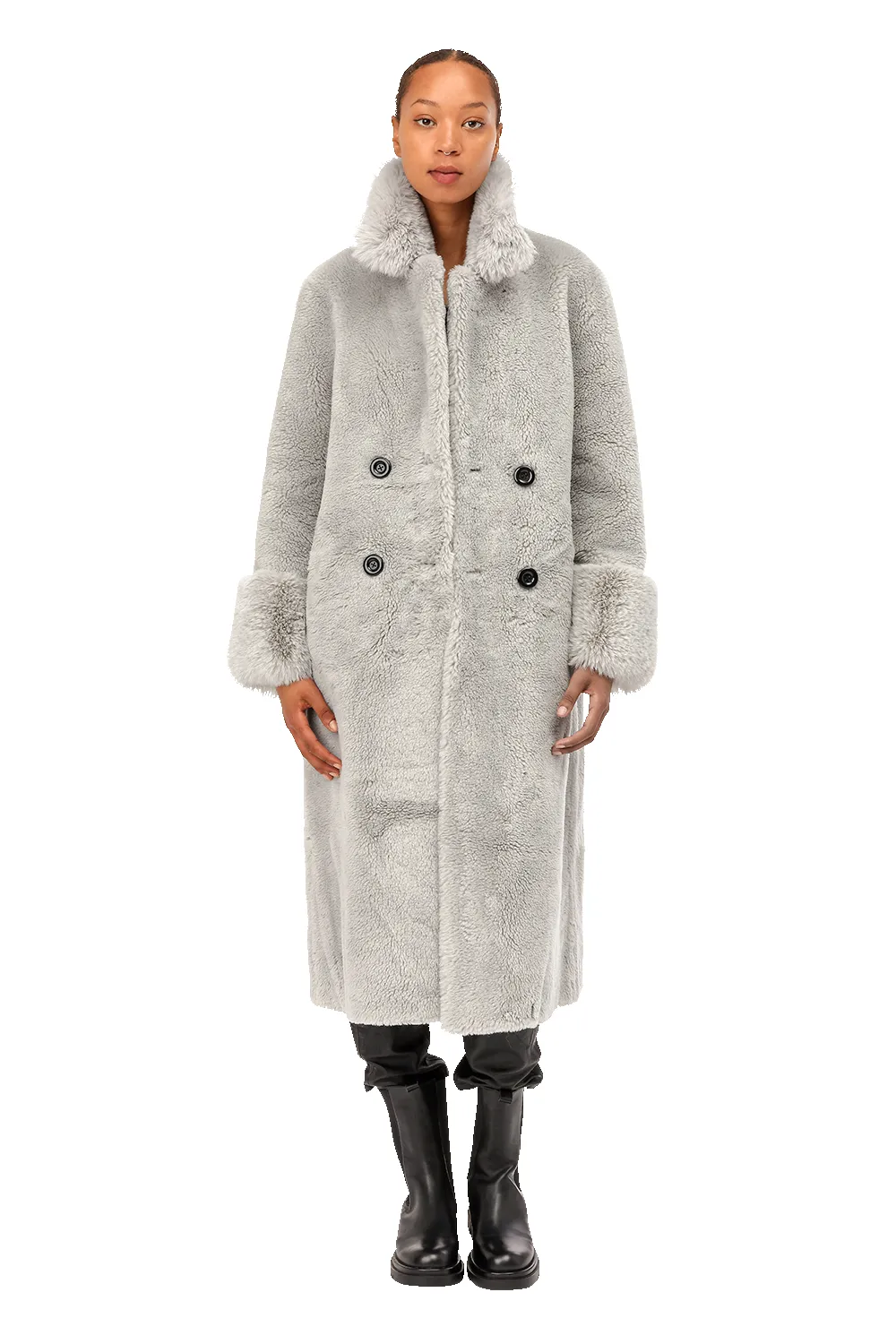 Fiona Long Wool Coat Light Grey sold by Americandreams product image thumbnail 2
