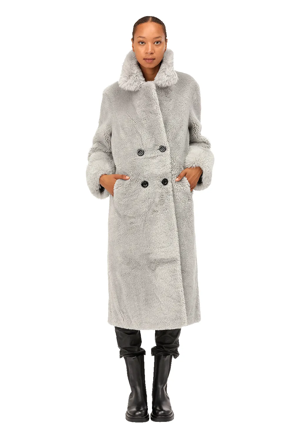 Fiona Long Wool Coat Light Grey sold by Americandreams product image thumbnail 4