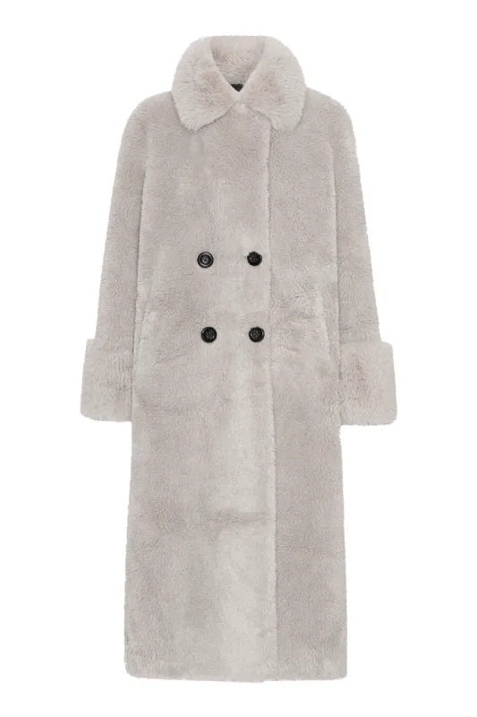 Fiona Long Wool Coat Light Grey sold by Americandreams