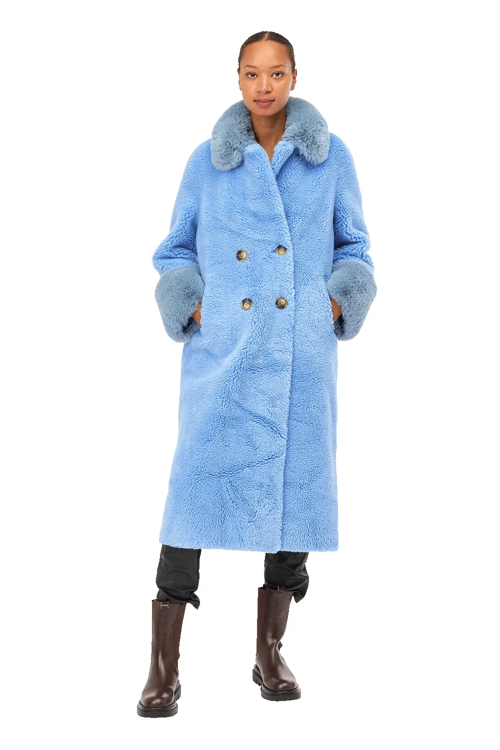 Fiona Long Wool Coat Sky Blue sold by Americandreams product image thumbnail 3