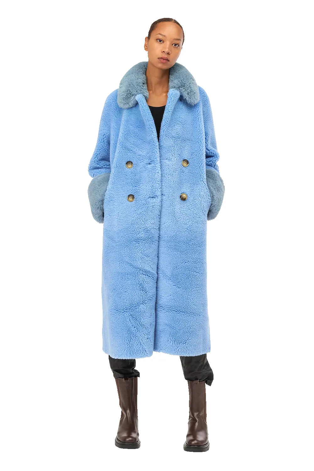 Fiona Long Wool Coat Sky Blue sold by Americandreams product image thumbnail 2