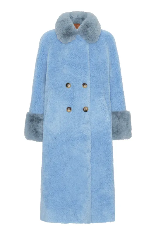 Fiona Long Wool Coat Sky Blue made by Americandreams