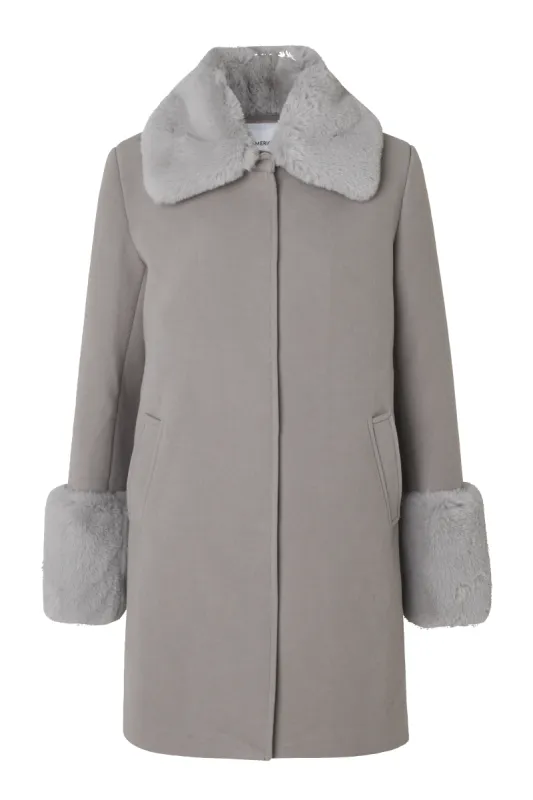 Sarah Faux Fur Jacket Long Light Grey - Sample made by Americandreams