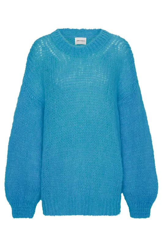 Pepper Round Neck Pullover Aqua Blue made by Americandreams