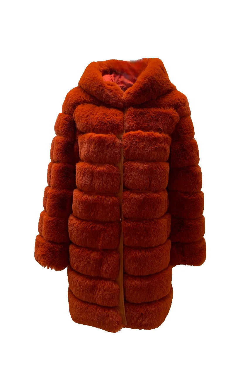 Vanessa Faux Fur Long Dark Orange - Sample sold by Americandreams