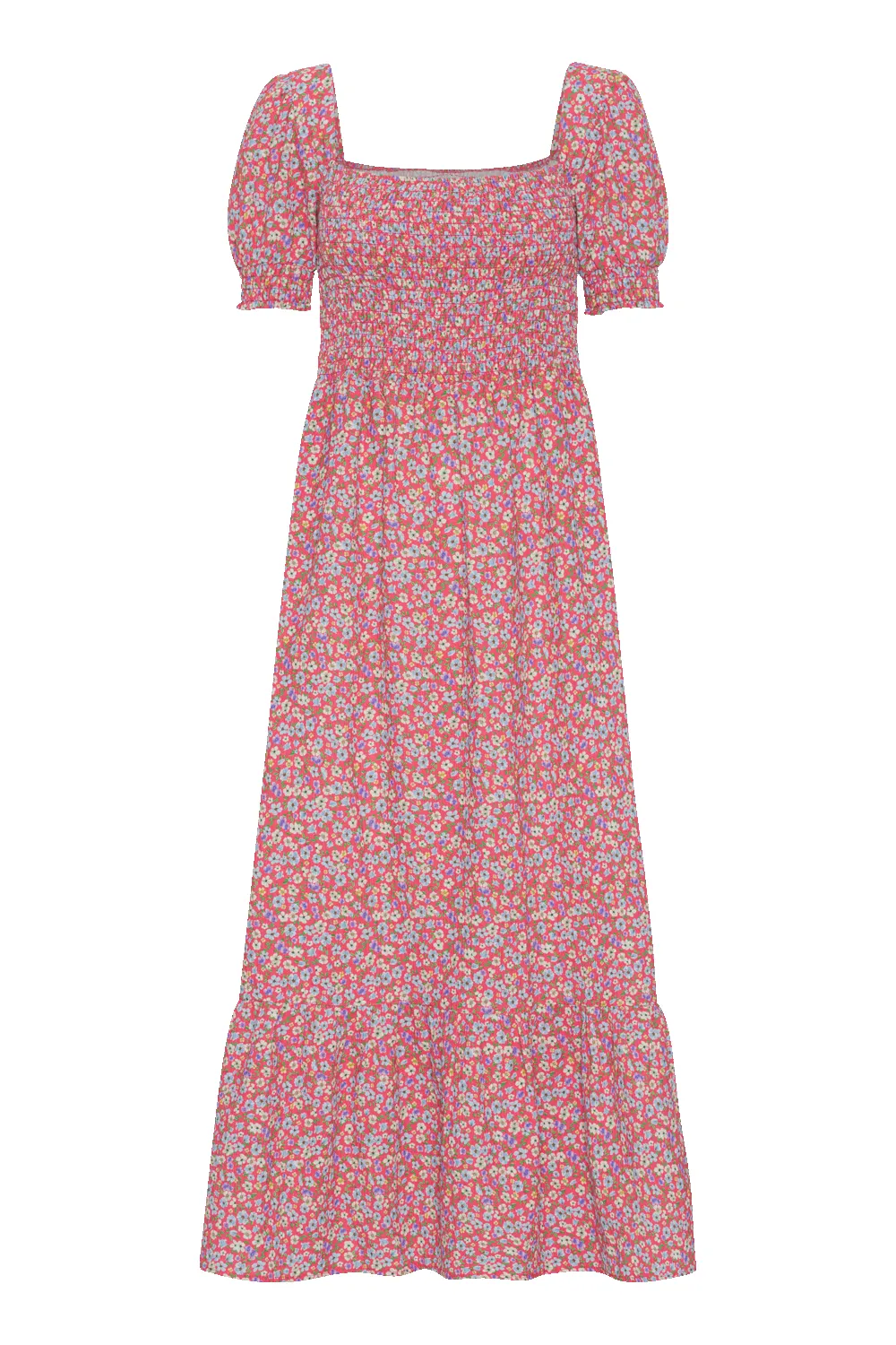 Jade Cotton Long Dress Red Flower - Sample sold by Americandreams