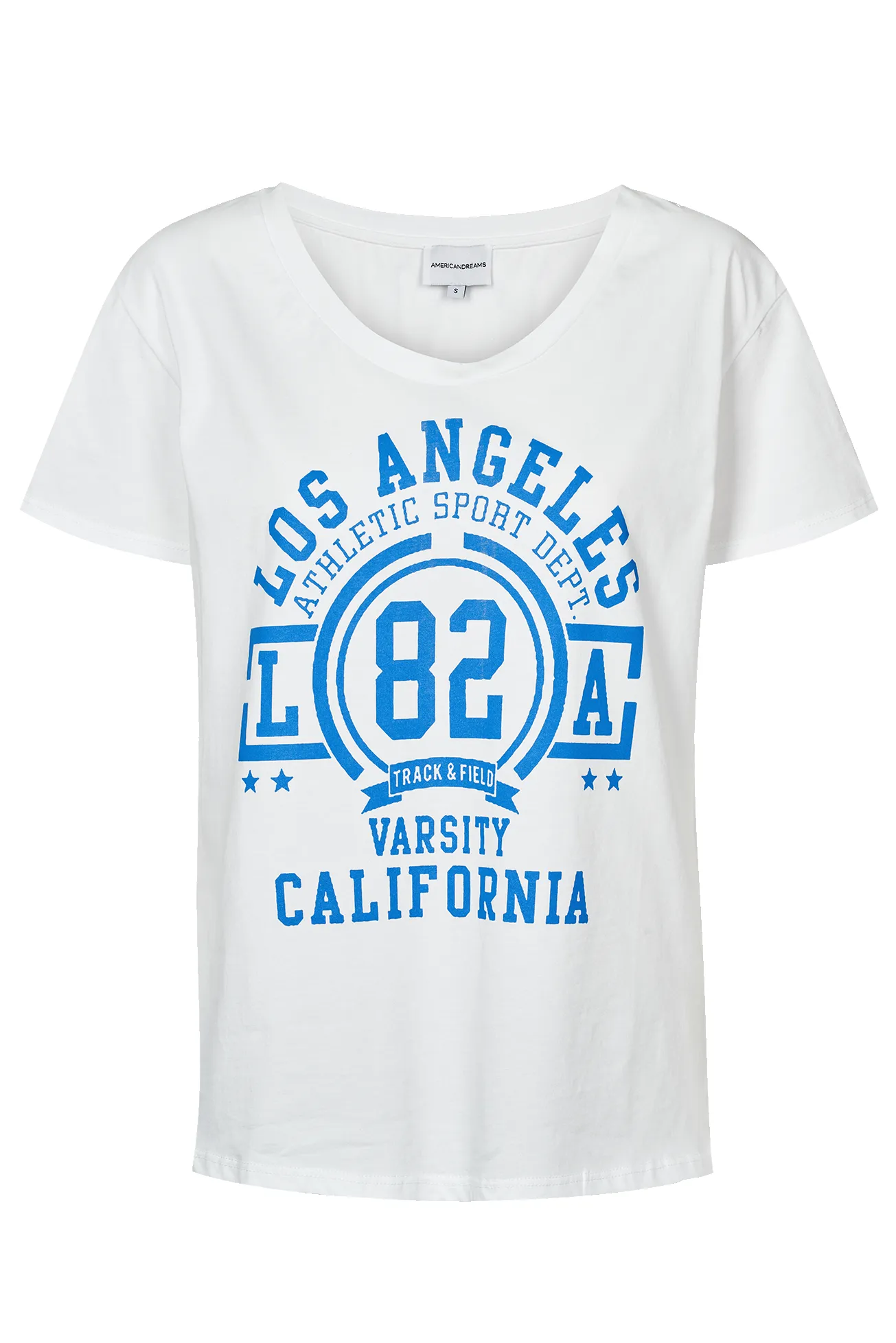 T-shirt White LA California Cotton Tee W/Sky Blue Letters sold by Americandreams