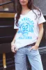 T-shirt White LA California Cotton Tee W/Sky Blue Letters sold by Americandreams