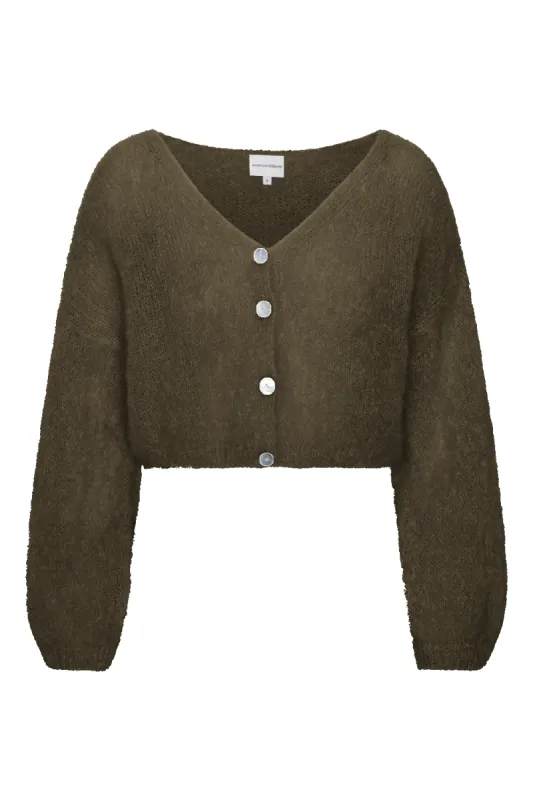 Cornelia Cropped Cardigan Dark Taupe sold by Americandreams