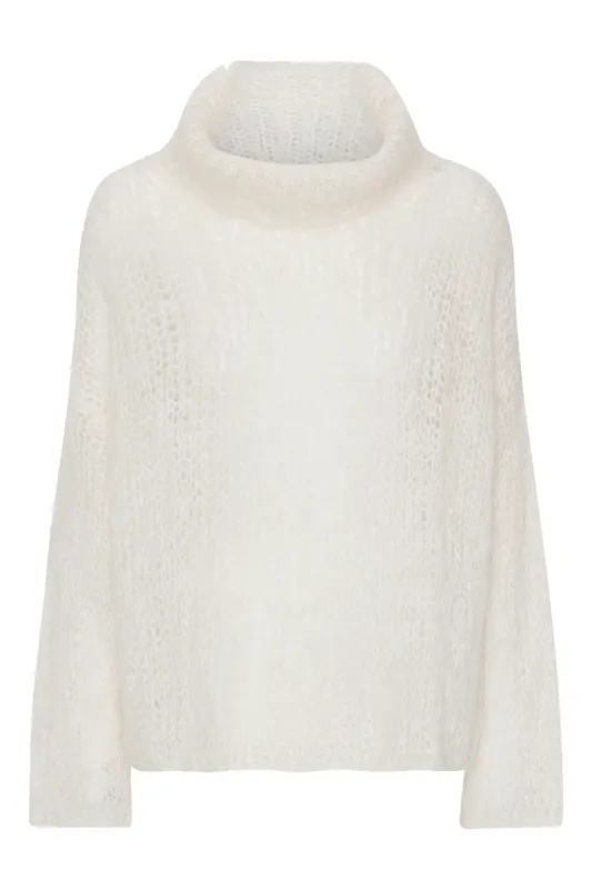 Livia LS Roll Neck Pullover White sold by American Dream