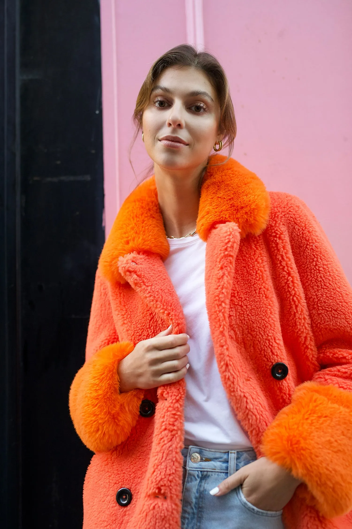 Fiona Long Wool Coat Orange sold by Americandreams product image thumbnail 4