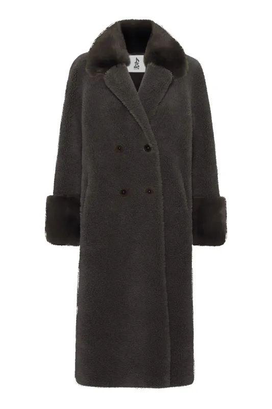 Fiona Long Wool Coat Chocolate Brown sold by Americandreams