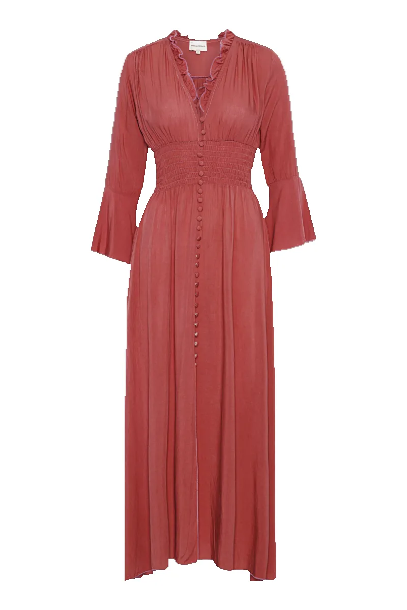 Sally Long Dress Coral Red sold by Americandreams