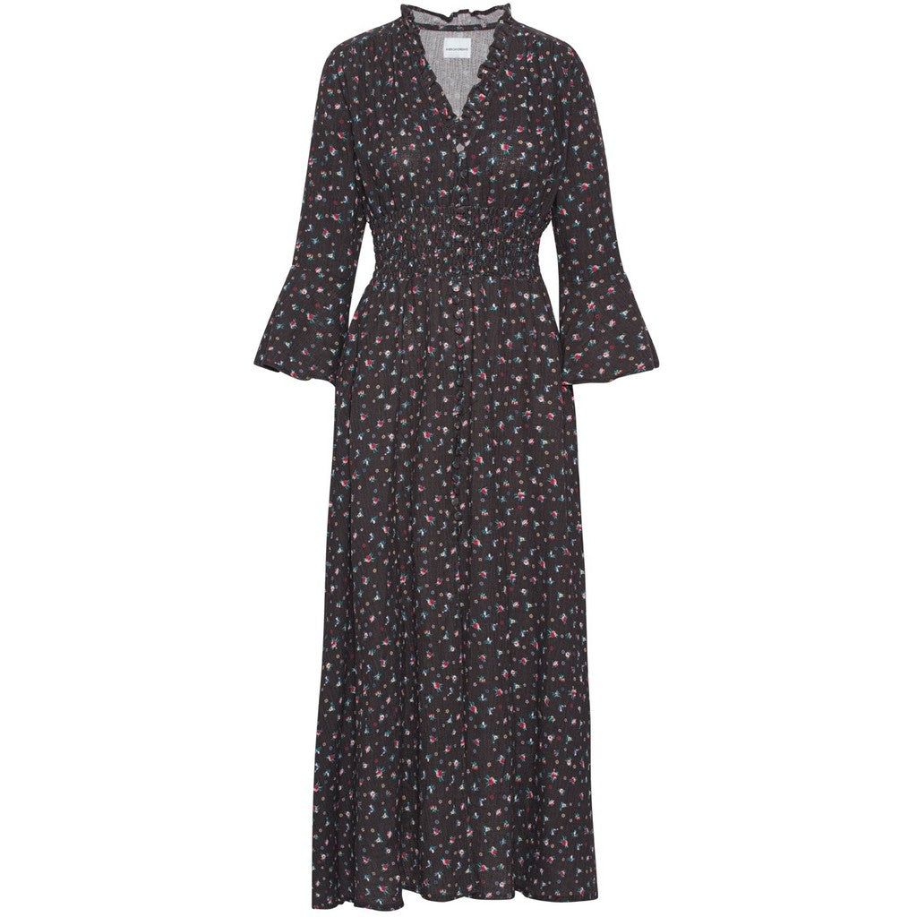 Sally Cotton Long Dress - Black w/ Mixed Flower sold by American Dream
