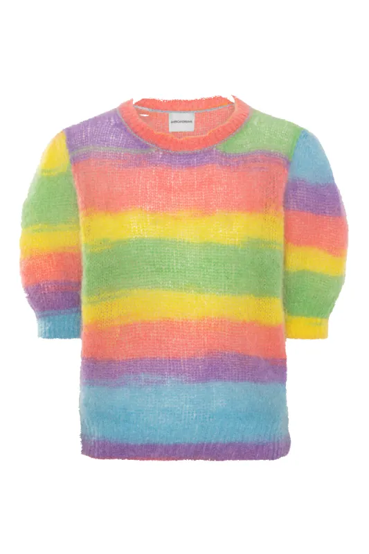Kenza Short Sleeve Knit Pullover Rainbow sold by Americandreams