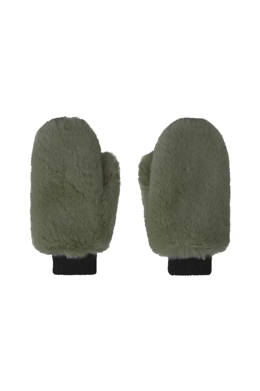 Ted Faux Fur Mittens Green sold by Americandreams