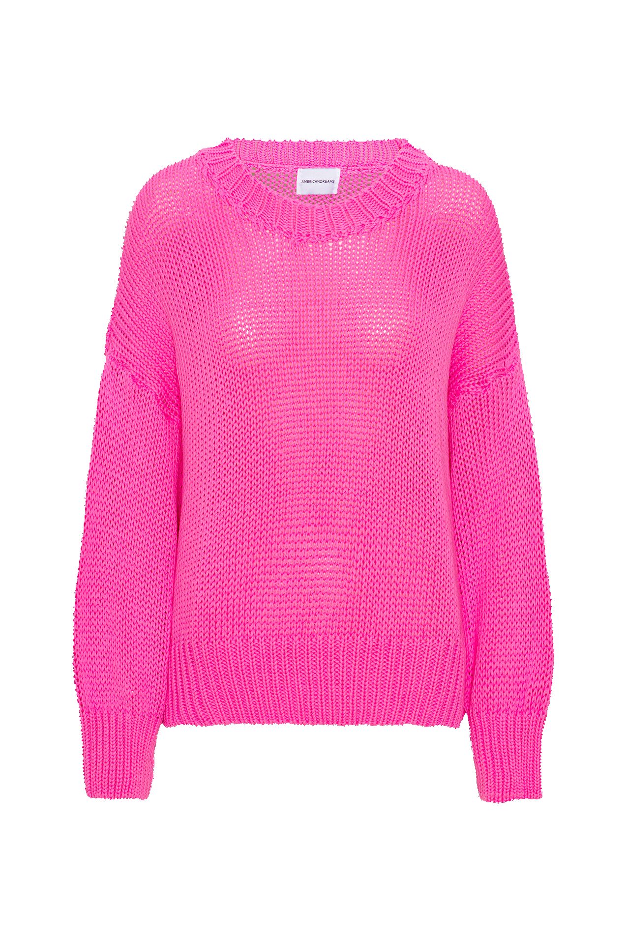 Pepper Round Neck Cotton Pullover Neon Pink sold by Americandreams
