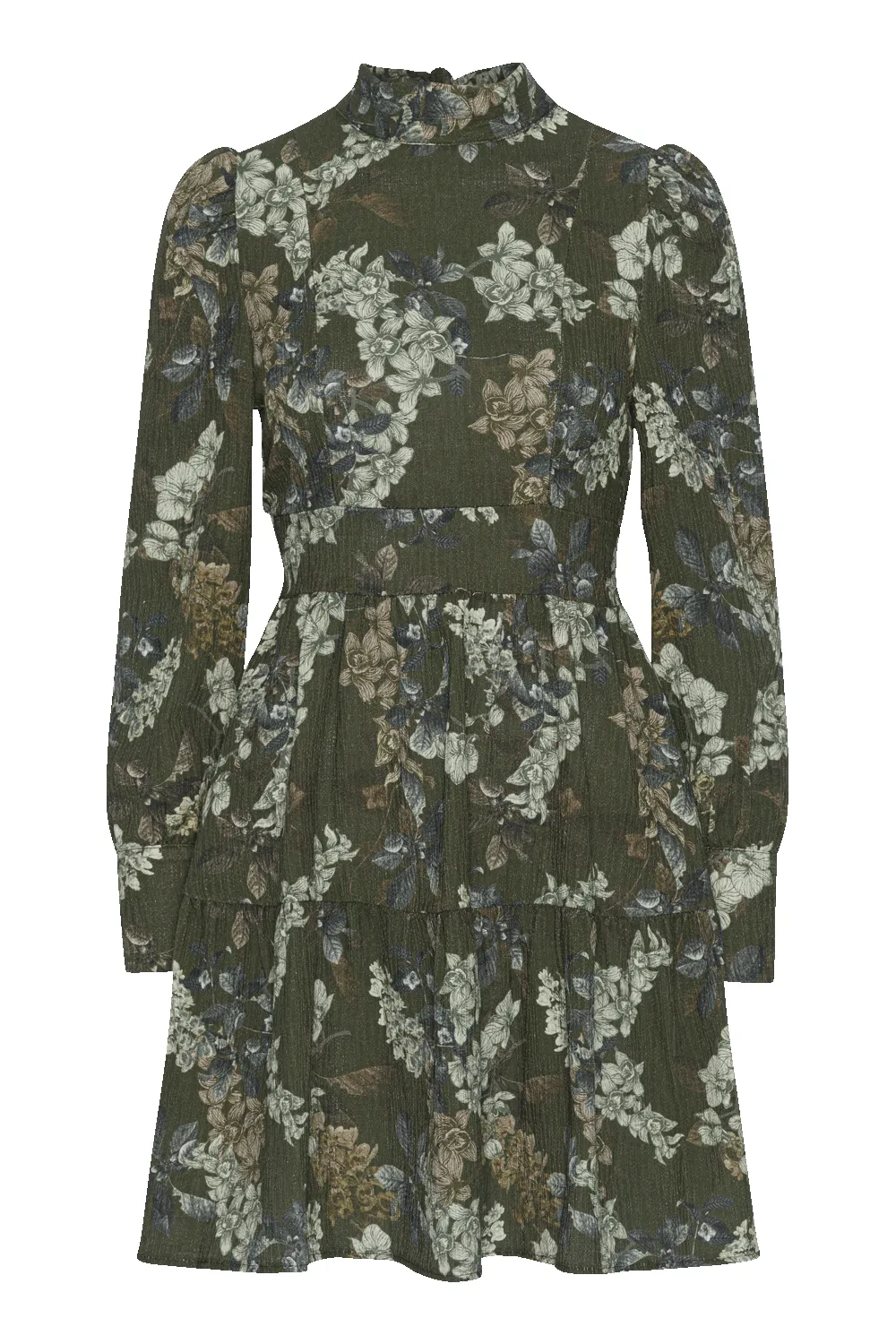 Laila Cotton Bow Dress Army Green Big Flowers sold by Americandreams