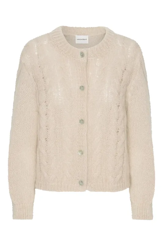 Frankie Cable Knit Cardigan Beige made by Americandreams
