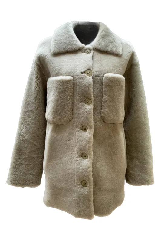 Gloria Faux Fur Dark dust green made by Americandreams