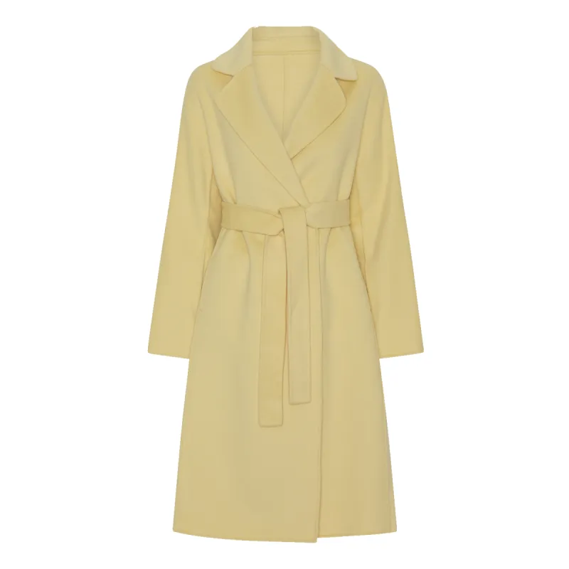 Claudette Merino Wool Coat Long Light Yellow - Sample made by Americandreams