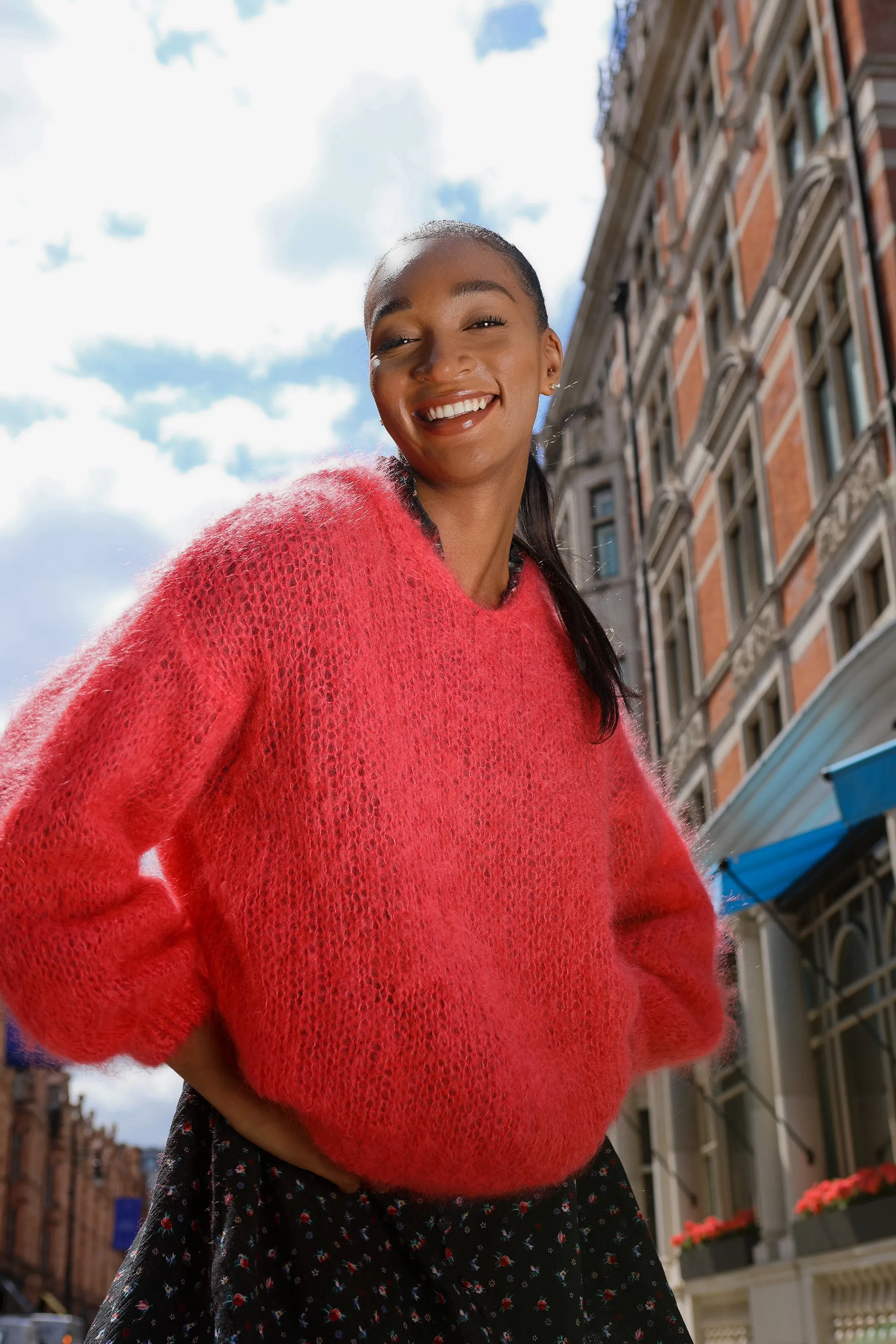 Antonella Mohair Hoodie Coral Red sold by Americandreams product image thumbnail 4
