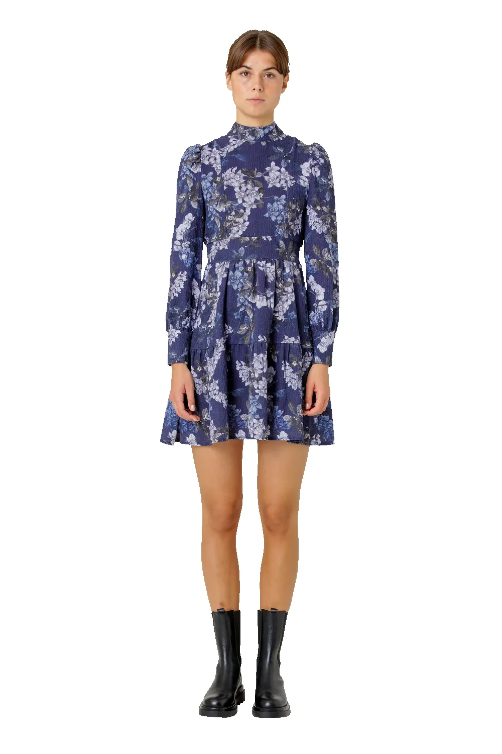 Laila Cotton Bow Dress Violet Big Flower sold by Americandreams product image thumbnail 3