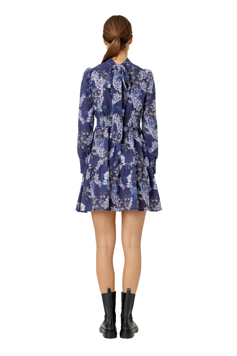 Laila Cotton Bow Dress Violet Big Flower sold by Americandreams product image thumbnail 2