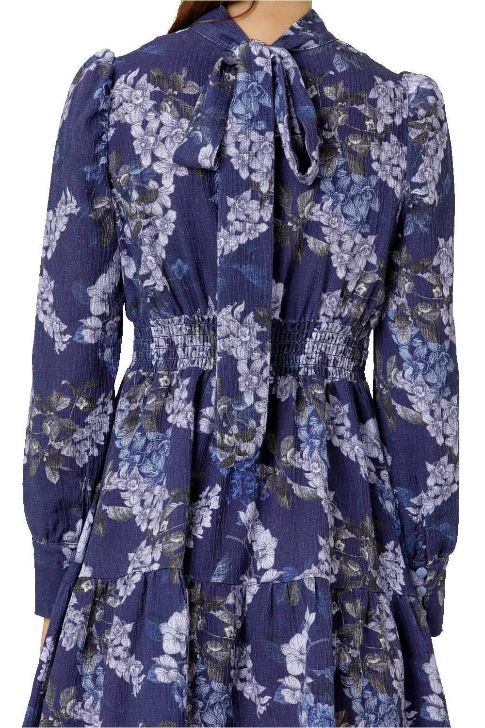 Laila Cotton Bow Dress Violet Big Flower sold by Americandreams product image thumbnail 4
