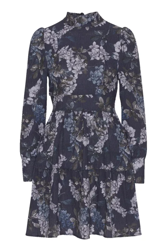 Laila Cotton Bow Dress Violet Big Flower made by Americandreams