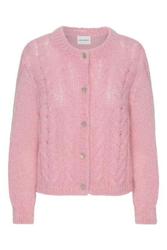 Frankie Cable Knit Cardigan Soft Berry made by Americandreams