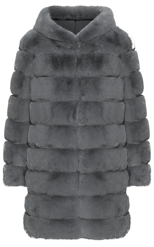 Blake Faux Fur Coat Long Dark Grey sold by Americandreams