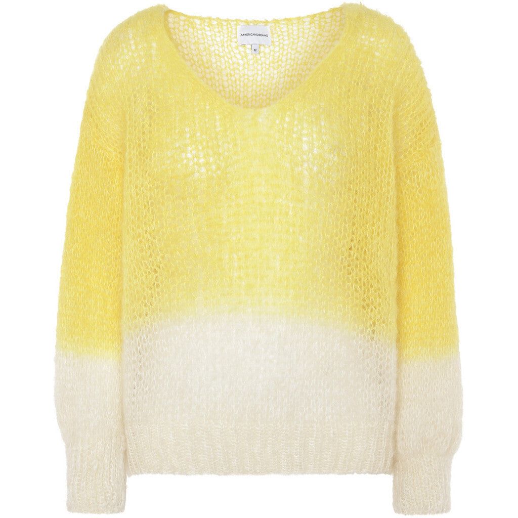 Milana 2-Colored LS Mohair Knit - Yellow/White sold by American Dream