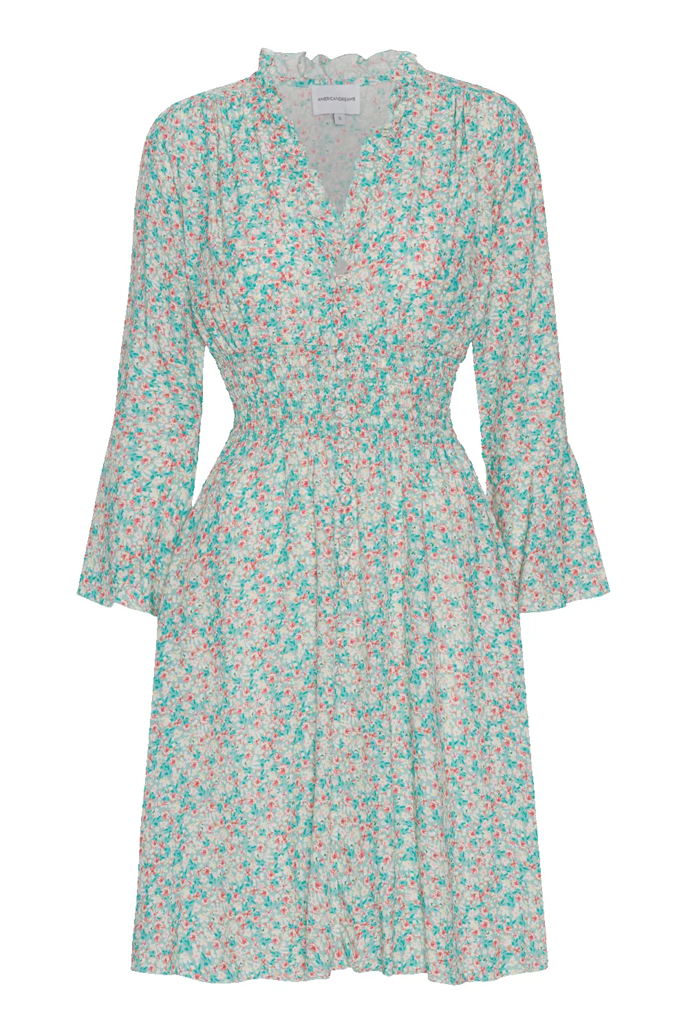 Sally Short Dress Turquoise Flower sold by Americandreams