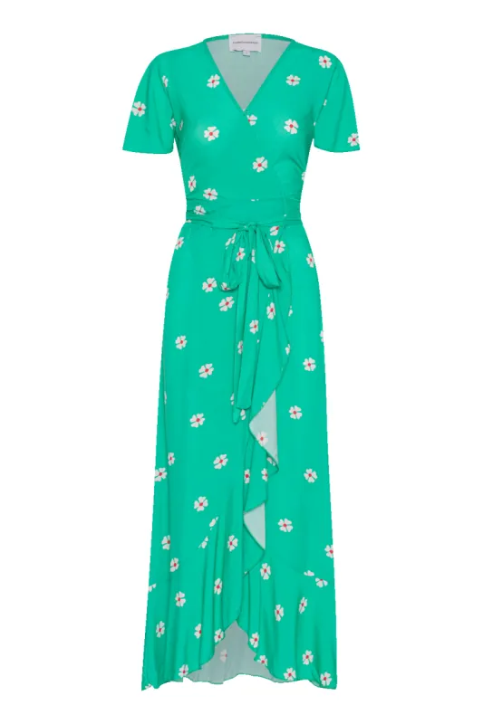 Milly Wrap Dress Long Green W/White Flower sold by Americandreams