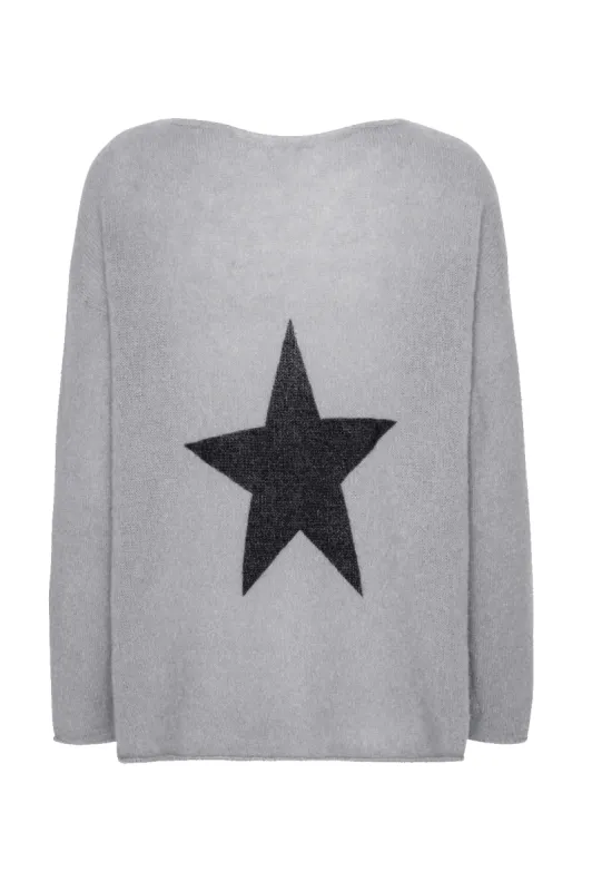 Molly LS Star Knit Grey sold by Americandreams