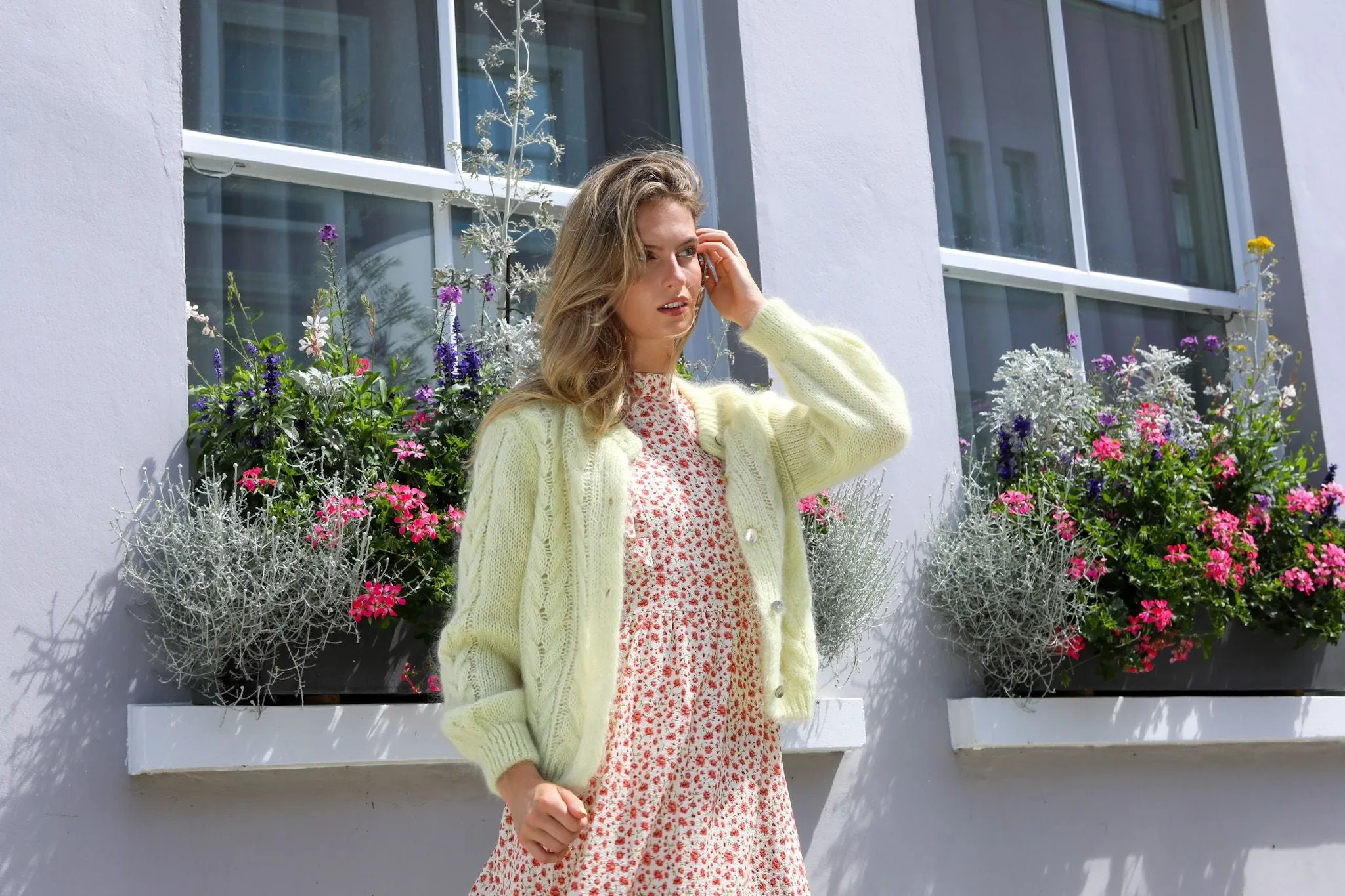 Frankie Cable Knit Cardigan Light Yellow - Sample sold by Americandreams product image thumbnail 2