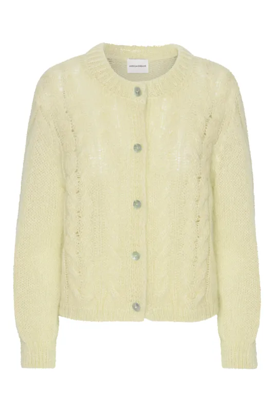 Frankie Cable Knit Cardigan Light Yellow - Sample made by Americandreams