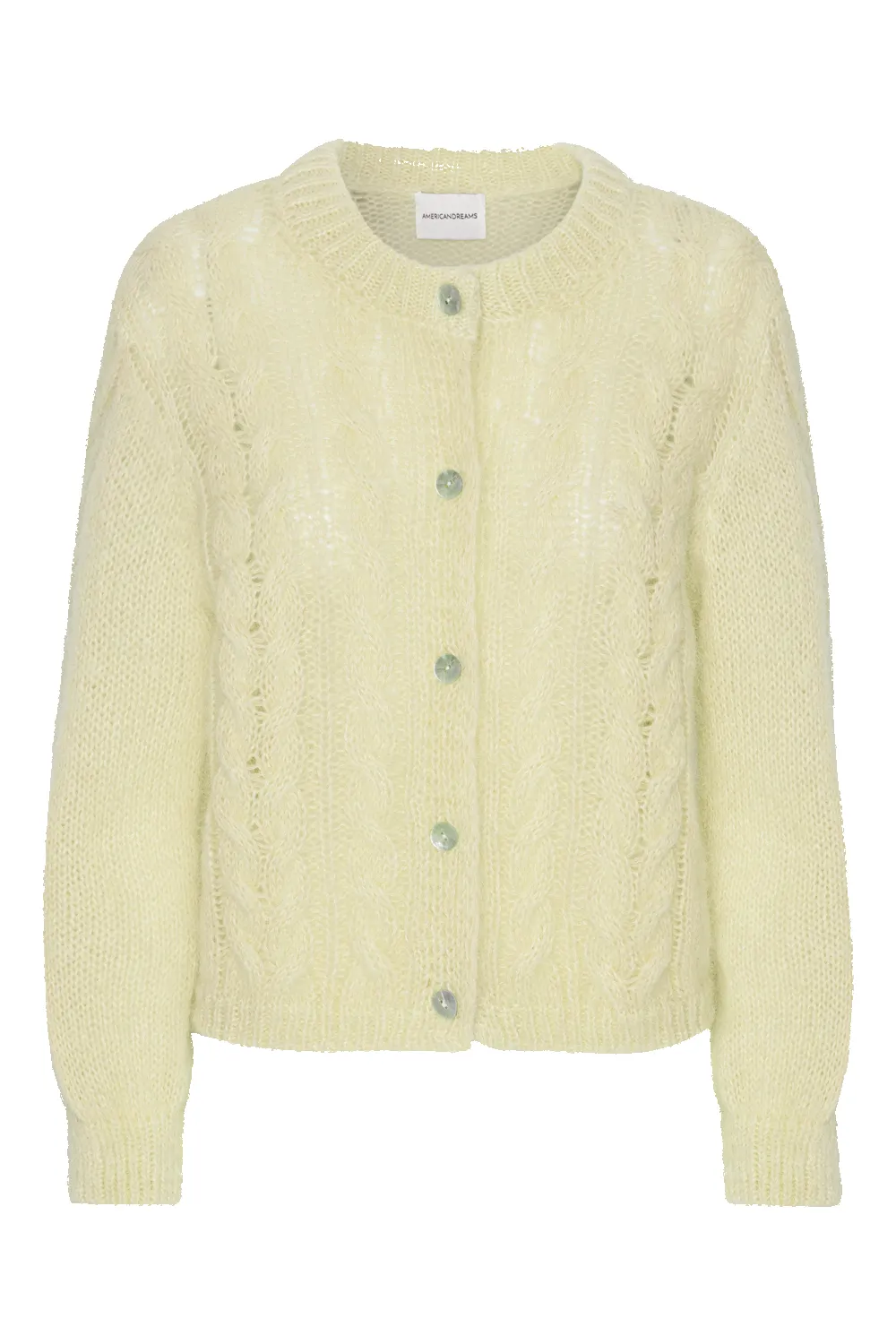 Frankie Cable Knit Cardigan Light Yellow - Sample sold by Americandreams