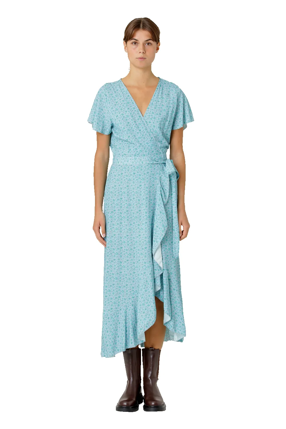 Milly Wrap Dress Long Turquoise Flower sold by Americandreams product image thumbnail 2