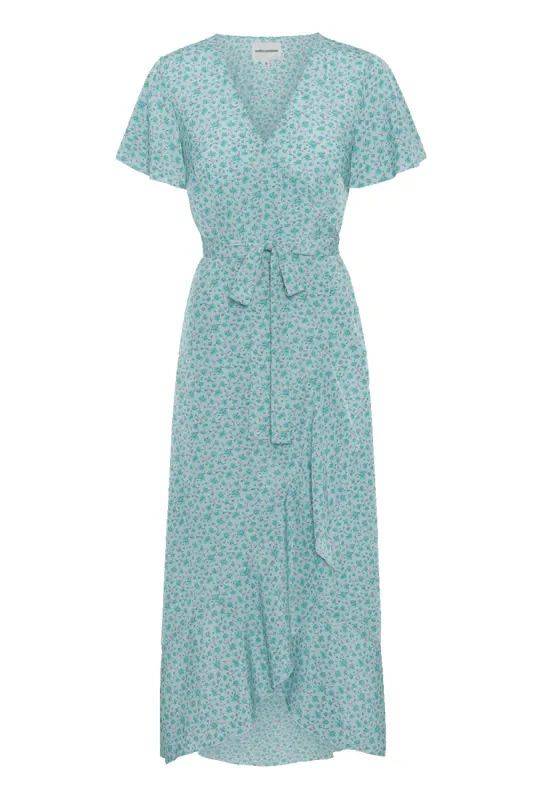Milly Wrap Dress Long Turquoise Flower sold by Americandreams
