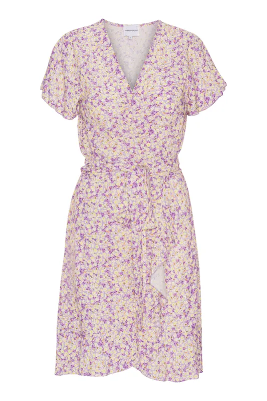 Milly Wrap Dress Short Lilac/Yellow Flower sold by Americandreams
