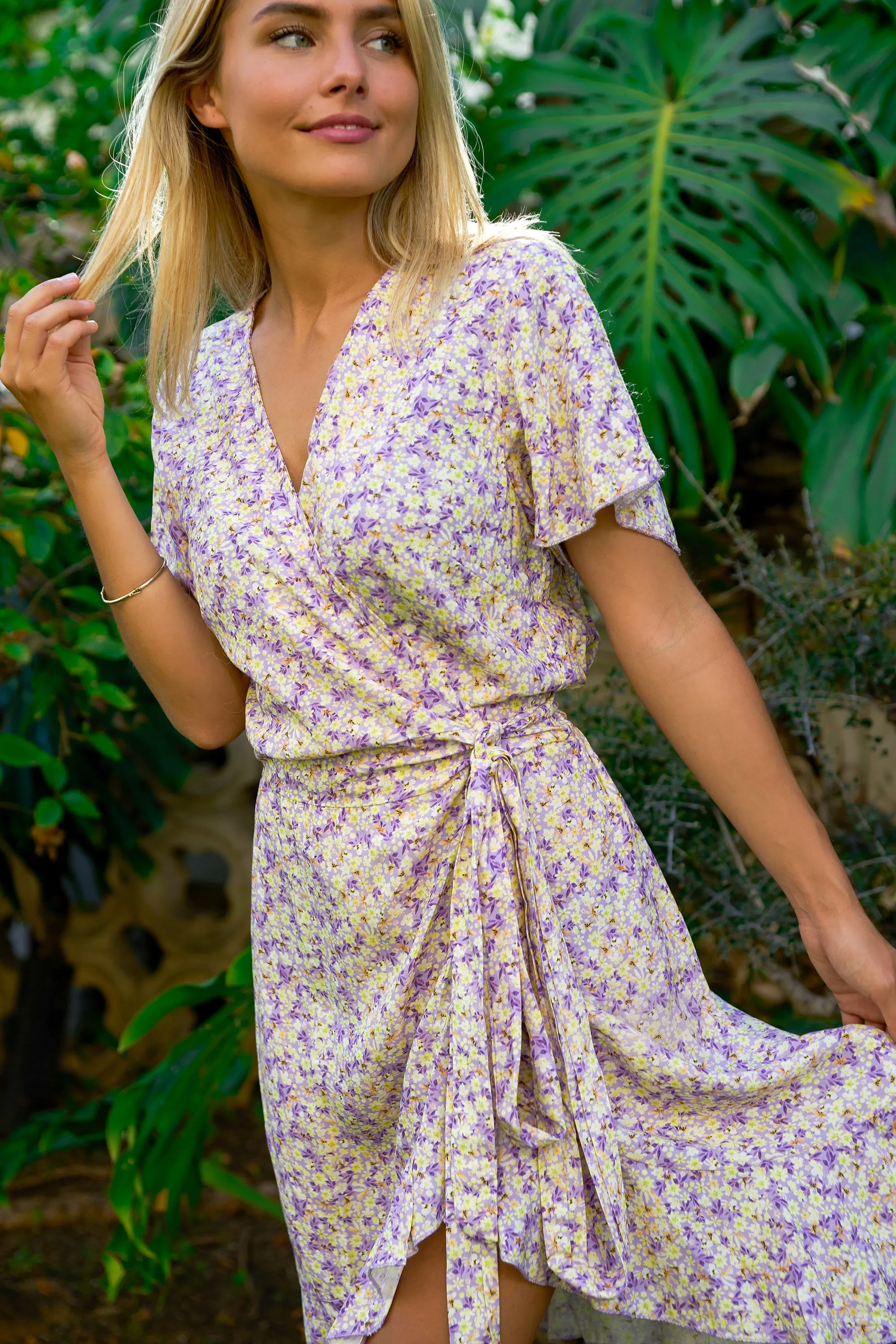Milly Wrap Dress Short Lilac/Yellow Flower sold by Americandreams product image thumbnail 2
